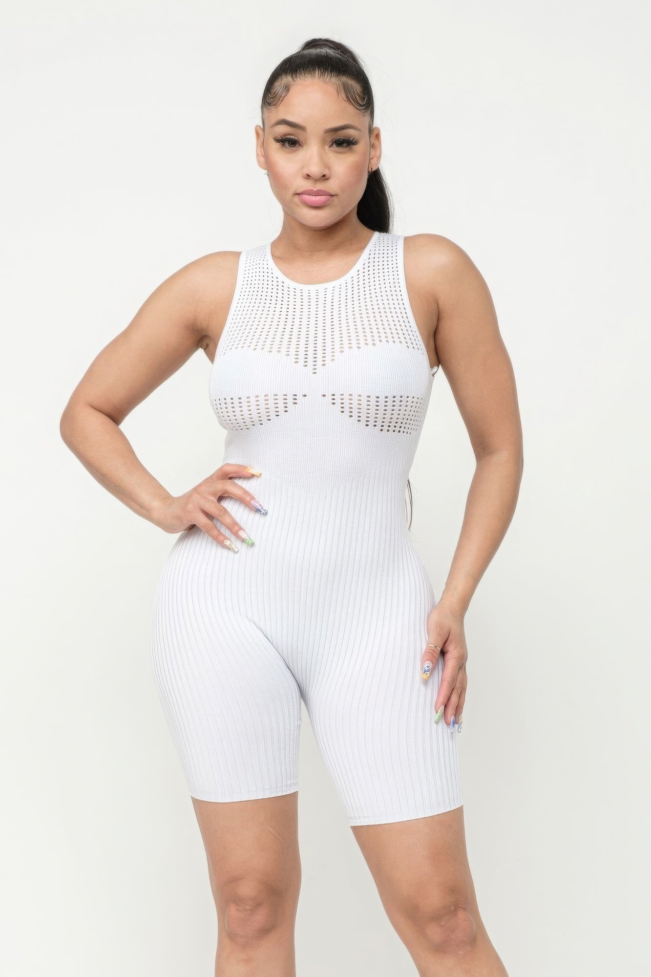 Poinetlle Stitch Romper in White