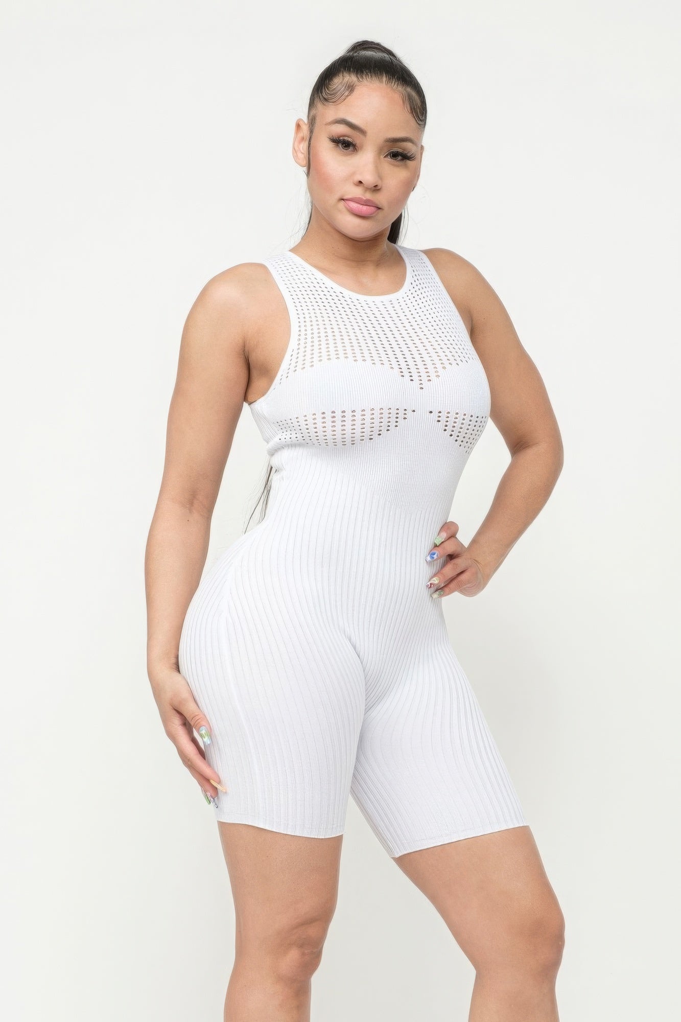 Poinetlle Stitch Romper in White