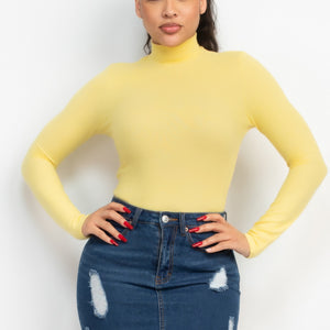 Yellow Mock Neck Long Sleeve Top