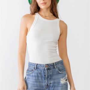 Ribbed V Strap Back Bodysuit