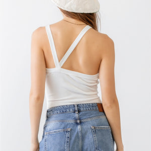 Ribbed V Strap Back Bodysuit