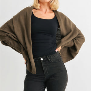 Batwing Sleeve Open Front Cardigan