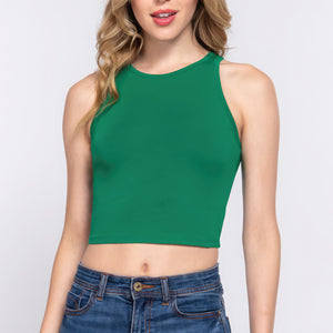 Deep Green Halter Neck Crop Top