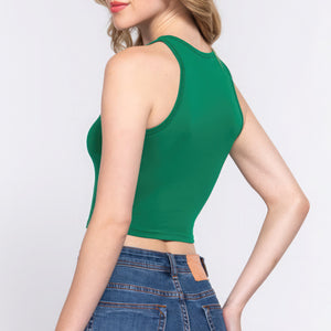 Deep Green Halter Neck Crop Top