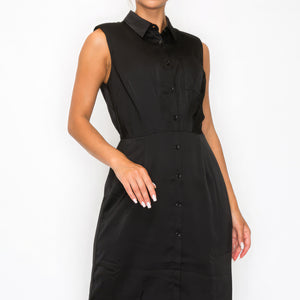 Button-down Pleated Shirt Dress