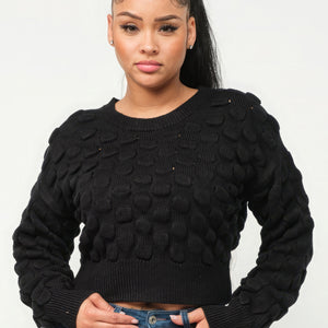 Checker Sweater Top in Black