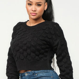 Checker Sweater Top in Black