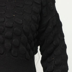 Checker Sweater Top in Black