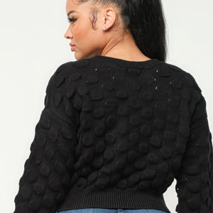 Checker Sweater Top in Black