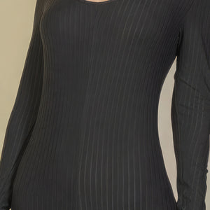 Ribbed Scoop Neck Long Sleeve Jumpsuit