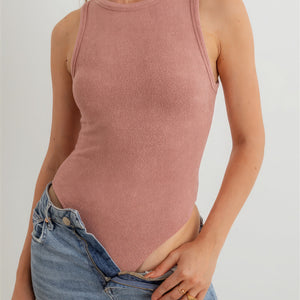 Mauve Knit Sleeveless Bodysuit