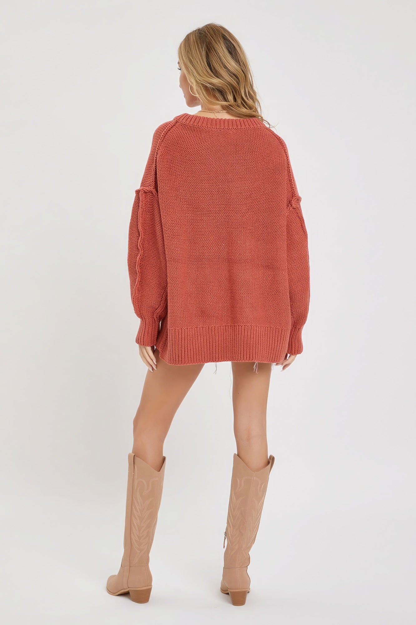 Marsala V Neck Oversized Sweater