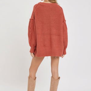 Marsala V Neck Oversized Sweater