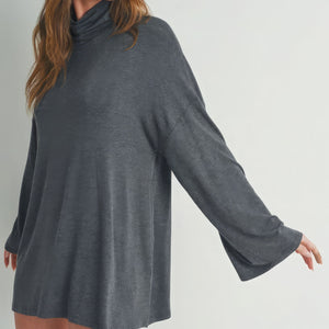  Bell Sleeve Turtle Neck Dress