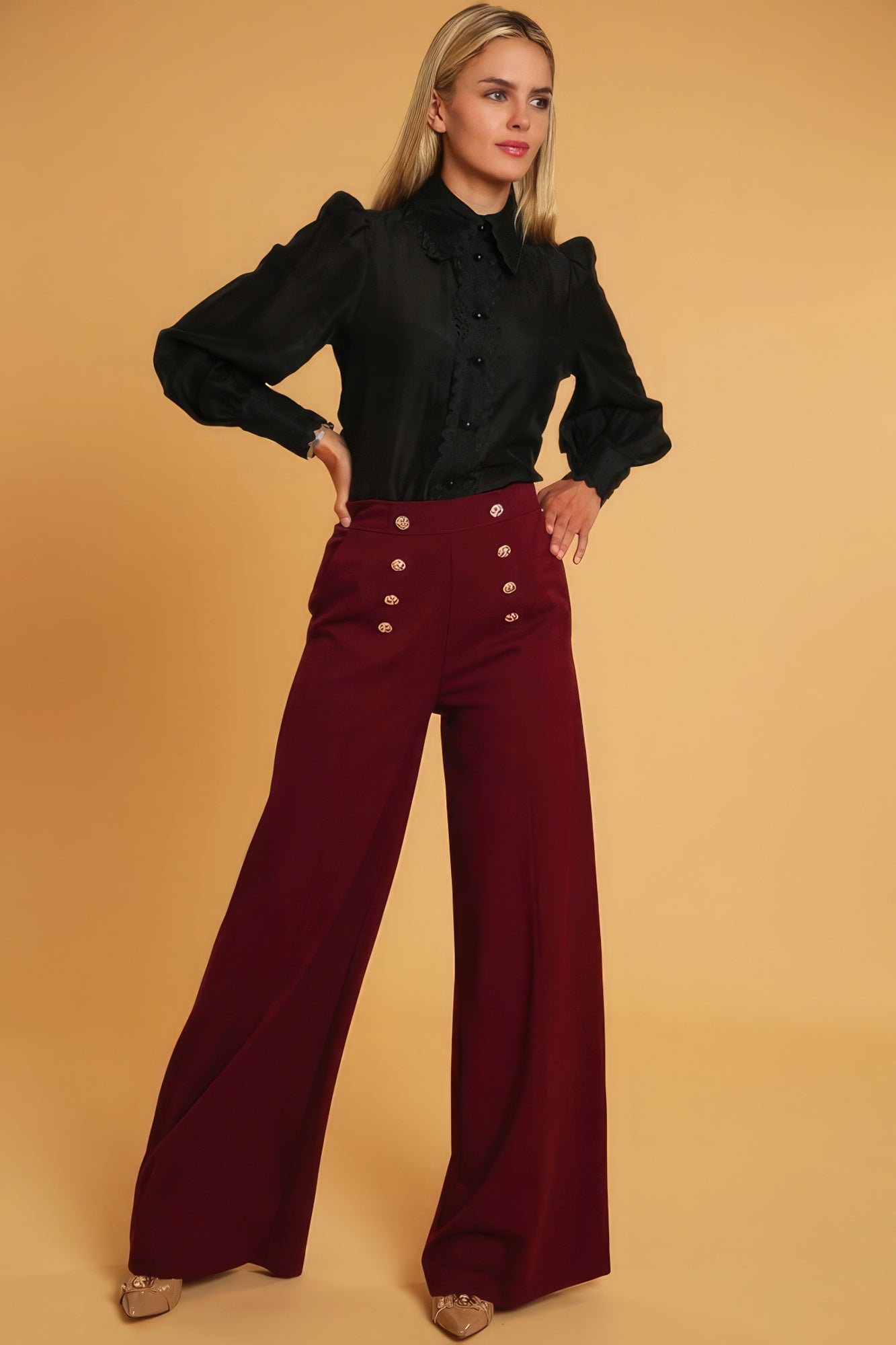 Pomegranate High Waisted Dressy Pants