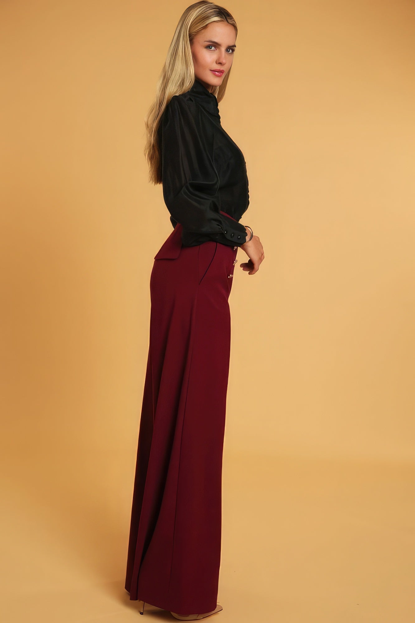 Pomegranate High Waisted Dressy Pants