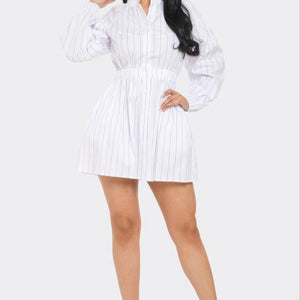 White Striped Mini Dress For Women