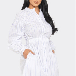 White Striped Mini Dress For Women