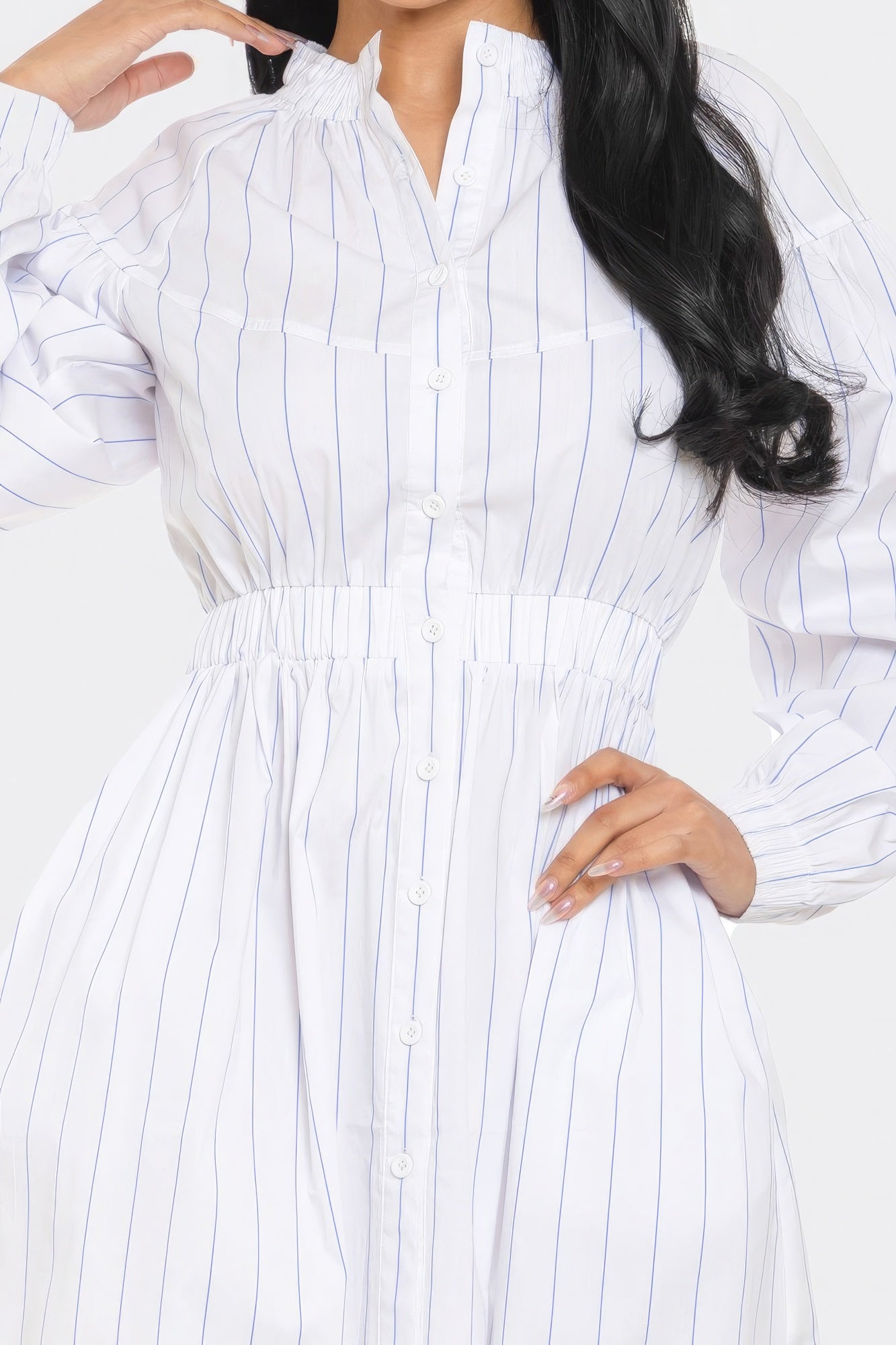 White Striped Mini Dress For Women