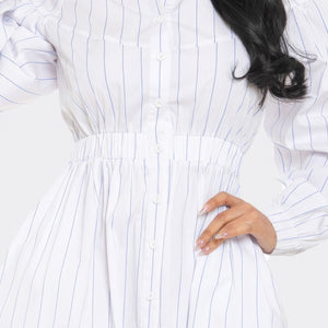 White Striped Mini Dress For Women