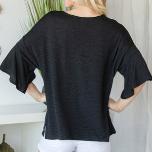 Flared Sleeve Basic Shortsleeve Top