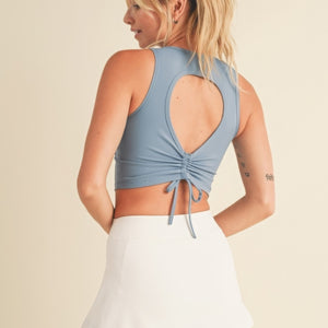 Blue Corset Inspired Cropped Tank Top