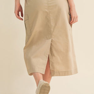 Cargo Skirt With Drawstring Midi Skirt