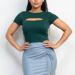 Cut-out Double Layer Top in Hunter Green