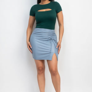 Cut-out Double Layer Top in Hunter Green