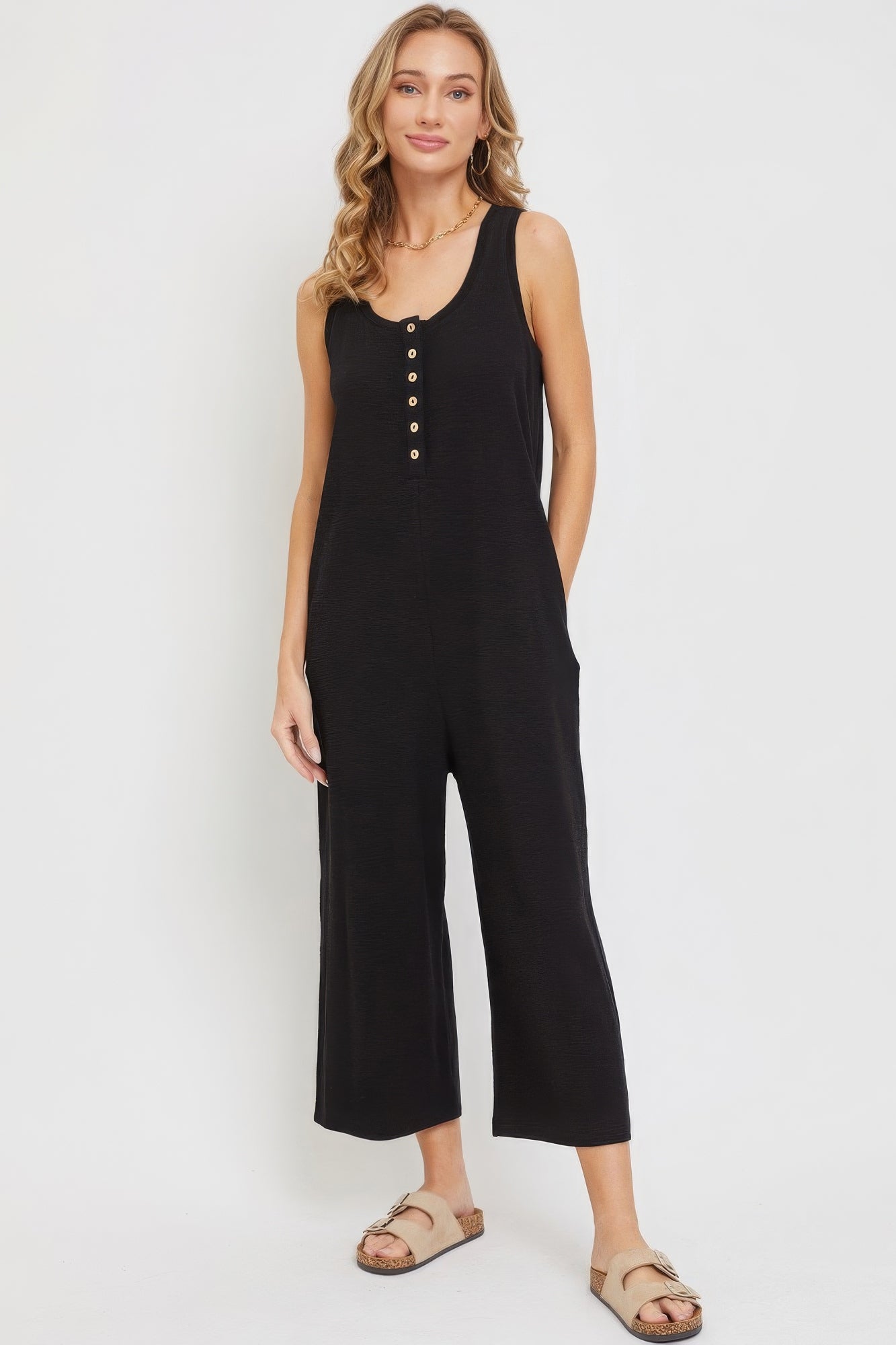 Buttondown Jumpsuit in Black