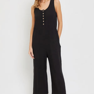 Buttondown Jumpsuit in Black