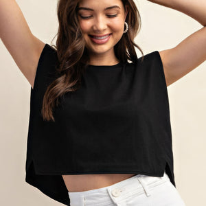 Sleeveless Crop Top With Shoulder Pads