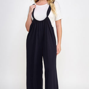 French Terry Wide Leg Jumpsuit Overalls