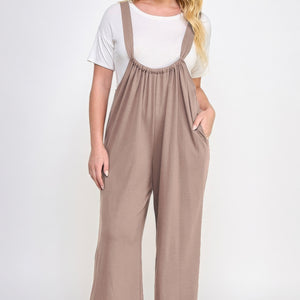 French Terry Wide Leg Jumpsuit Overalls