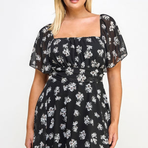 Plus Size Floral Chiffon Dress