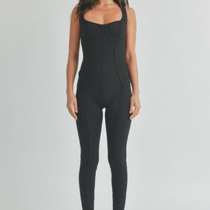 Black Solid Color Jumpsuit