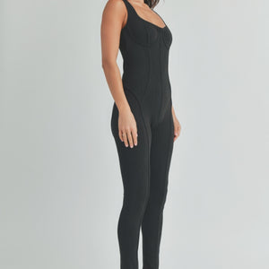 Black Solid Color Jumpsuit