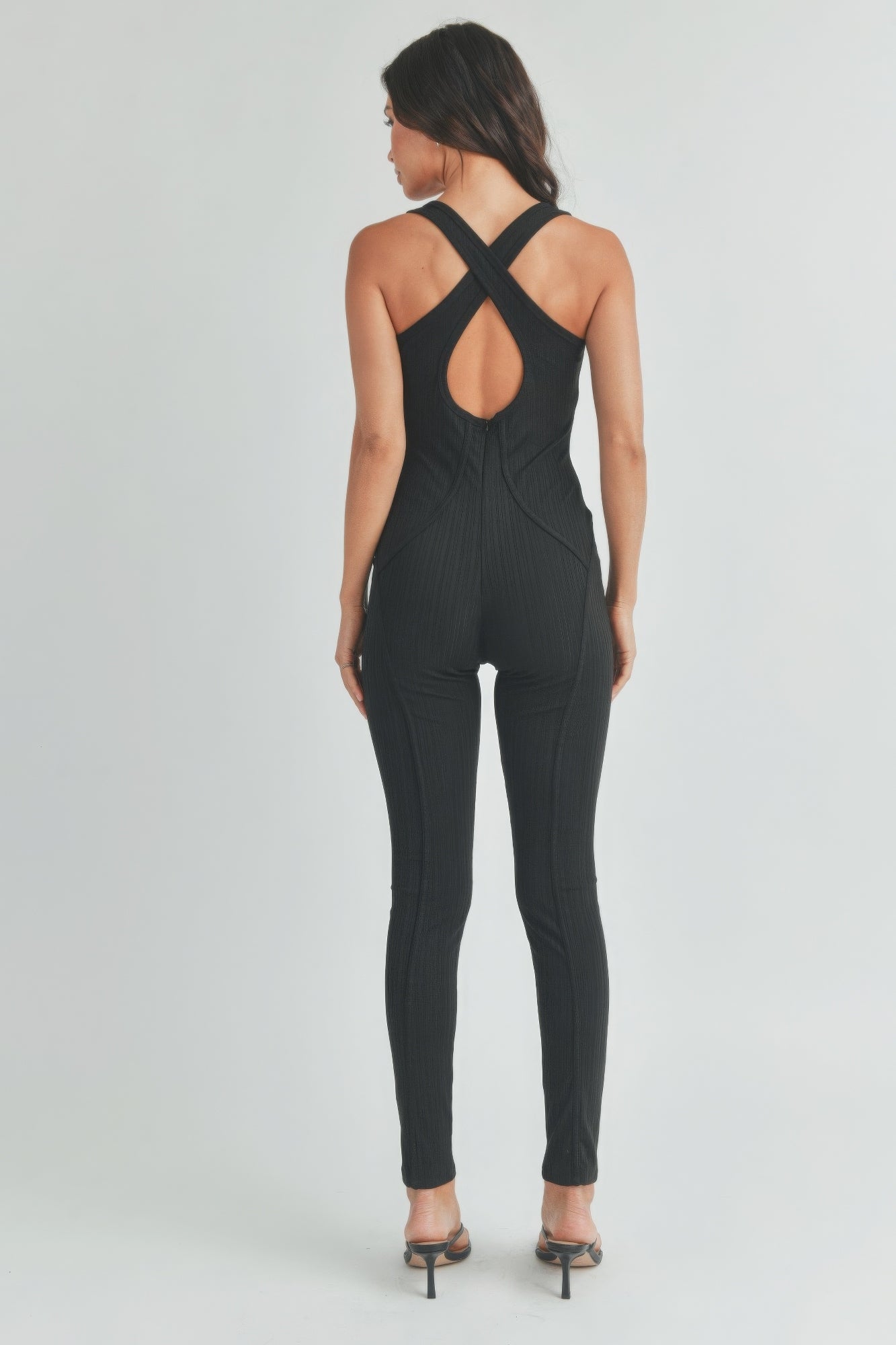 Black Solid Color Jumpsuit