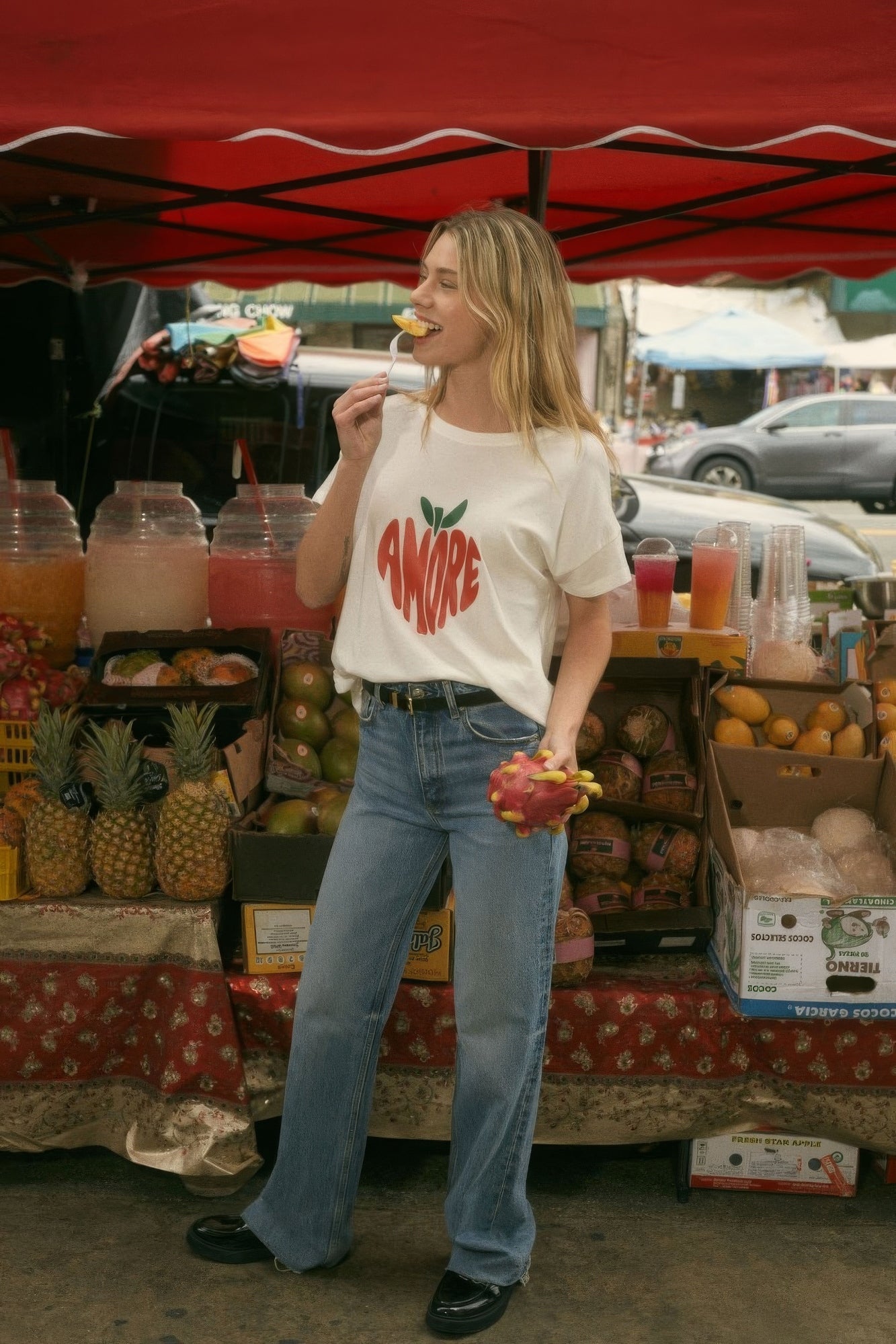 Amore Garment-washed Fruit Graphic Tee