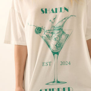 Ivory Shaken Stirred Martini Distressed Graphic Tee