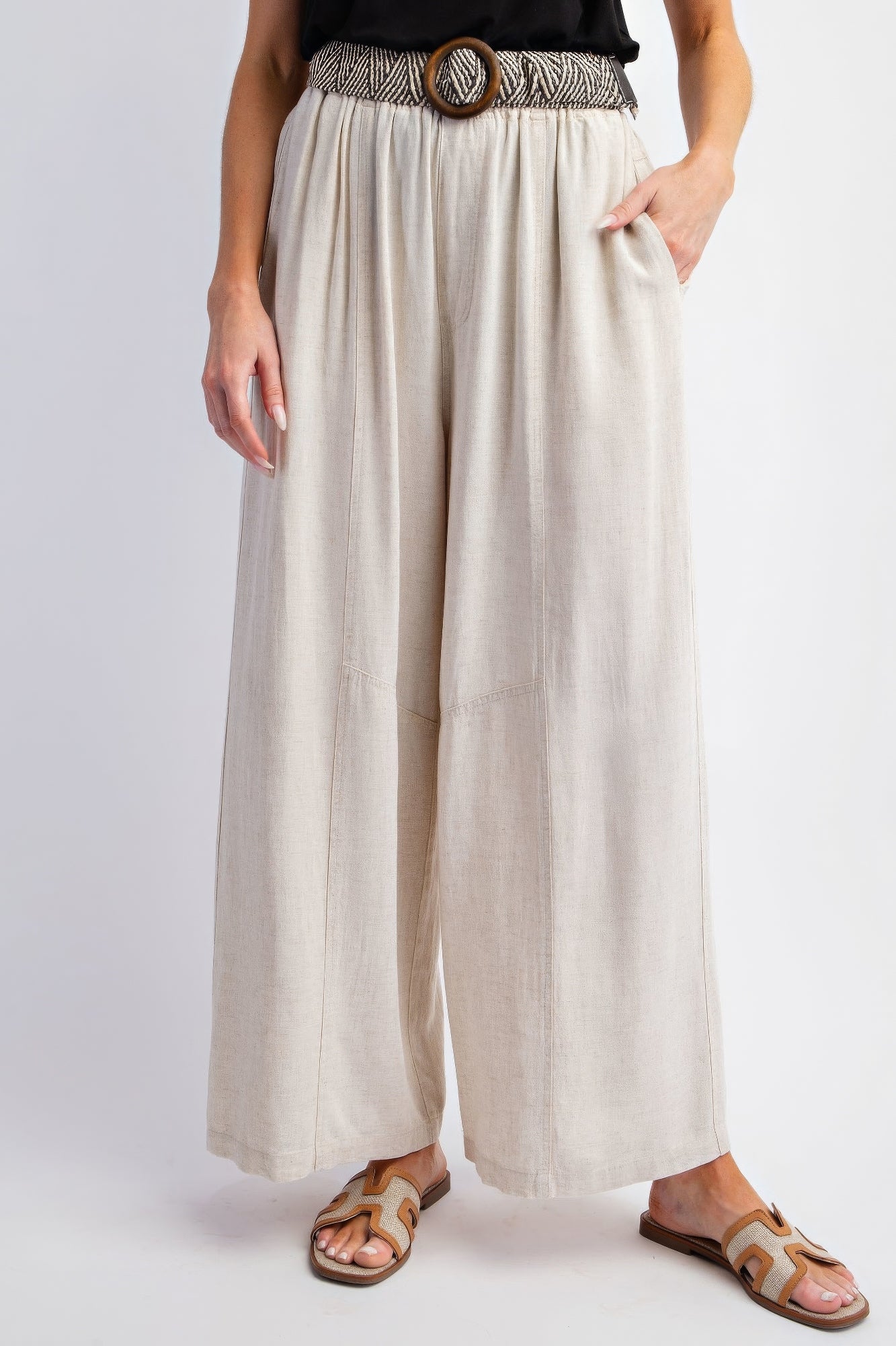 Oatmeal Mineral Washed Linen Pants