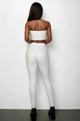 White Ribbed Tube Top & Leggings Set