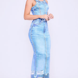 Denim Print Midi Dress