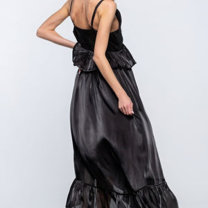 Black Shimmering Dress With Ruffles