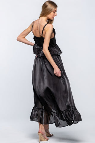 Black Shimmering Dress With Ruffles