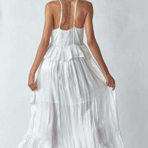 White Shimmering Dress With Ruffles