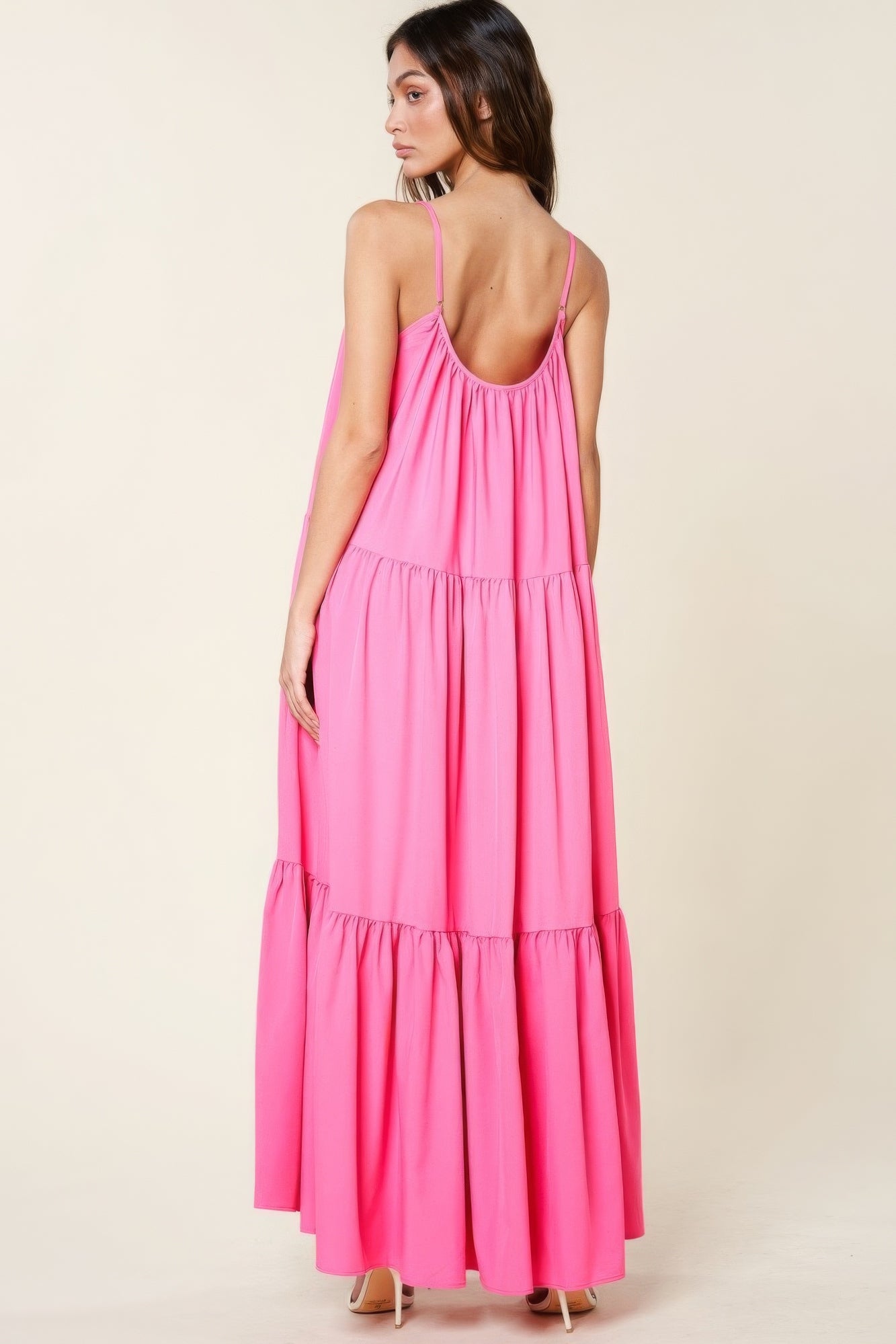 Pink Maxi Sun Dress With Pockets