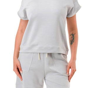 Light Grey Air Cotton Monochrome Tee And Shorts Set