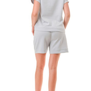 Light Grey Air Cotton Monochrome Tee And Shorts Set