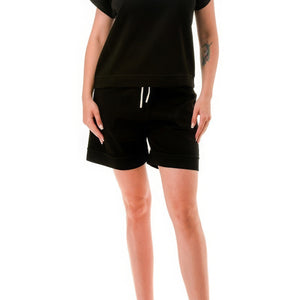 Black Air Cotton Monochrome Tee And Shorts Set